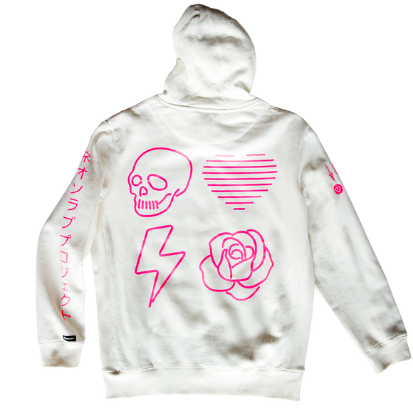 NEON LOVE PROJECT™ | NEON DEATH PULLOVER HOODIE (NATURAL)